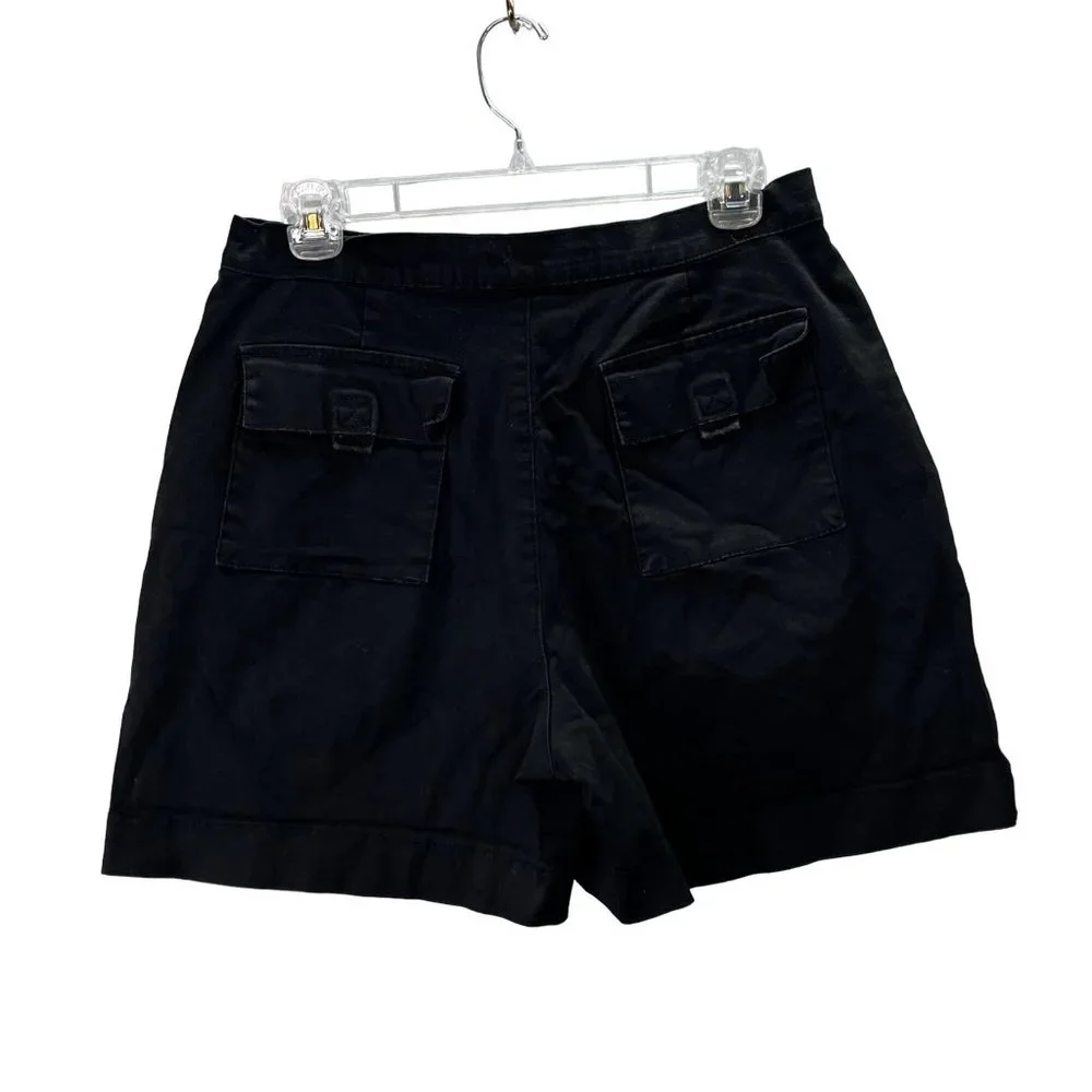 Gloria Vanderbilt Shorts size 14 Black Chino Attached Belt 30 Waist - Picture 2 of 4